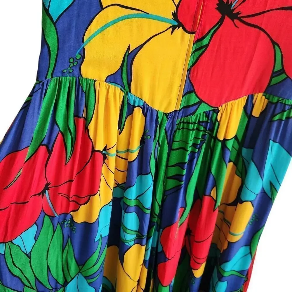 Vintage Midi Dress Jackie Bernard Eklektic Womens 6 Floral Made in USA Fit and F